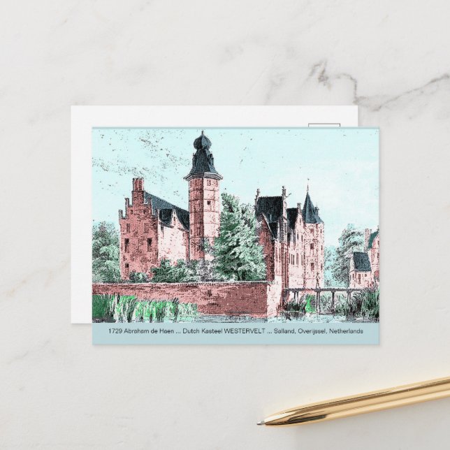 Postal 1729 A. de Haen Dutch Kasteel WESTERVELT Cartão po (Frente/Verso In Situ)