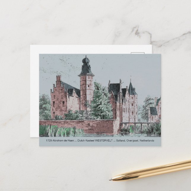 Postal 1729 A. de Haen Holandês Kasteel WESTERVELT Cartão (Frente/Verso In Situ)