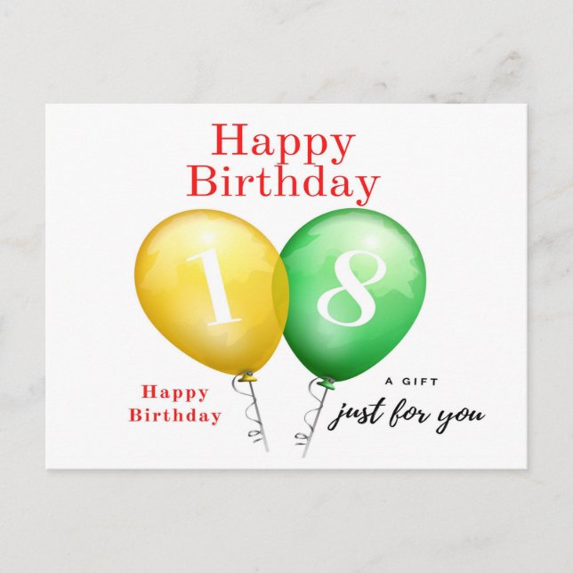 Postal 18º Cartão de aniversário para ela (Frente)