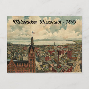 Postal 1898 Milwaukee, WI Birds Eye Ver Cartão Postal!
