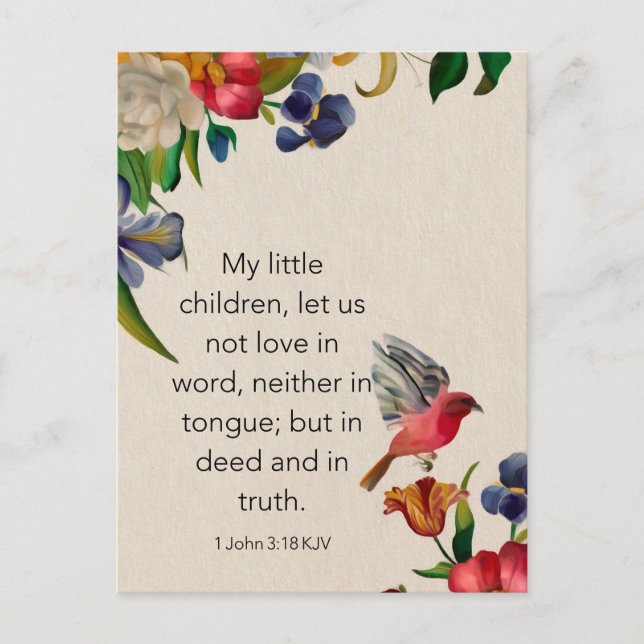 Postal 1 João 3:18 KJV Cartão de Memória Bíblica - Cartão (Frente)