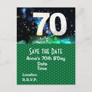 Postal 70 Birthday Salve a Data do Cartão Verde