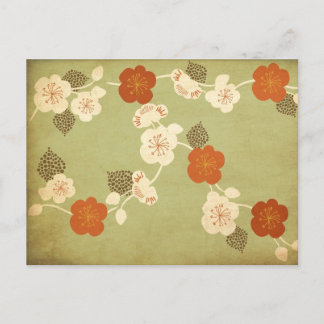 Postal A flor de cerejeira do vintage floresce o cartão
