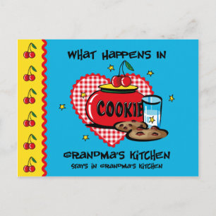 Postal Acontece no cartão de receita da cozinha da vovó