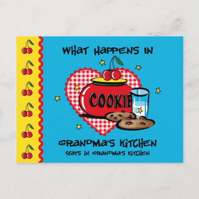 Postal Acontece no cartão de receita da cozinha da vovó (Frente)