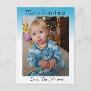 Postal Adicionar uma foto a este Cartão de Natal Azul