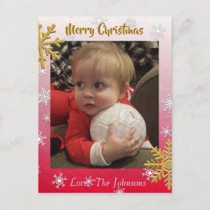 Postal Adicionar uma foto a este Cartão de Natal Red Sno