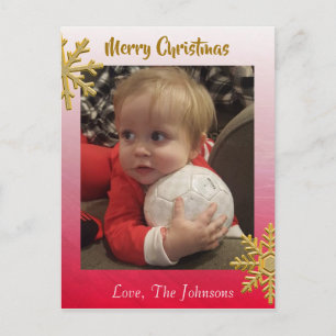 Postal Adicionar uma foto a este Cartão de Natal Red Sno