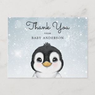 Postal Adorável Pinguim Pinguim Inverno Obrigado Cartão