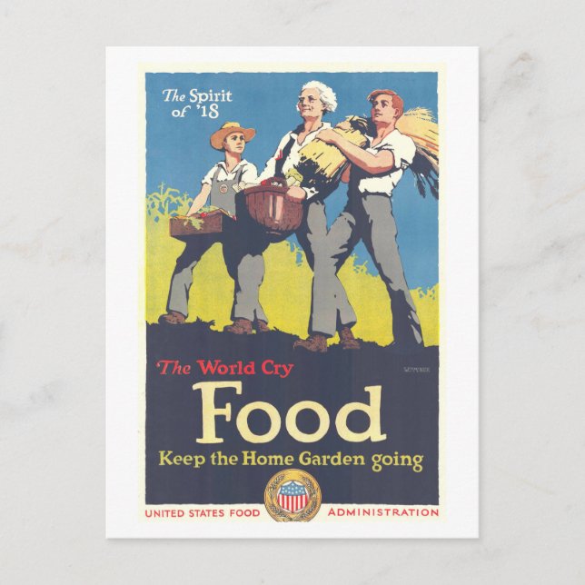 Postal "Alimentos: Continue a Horta Caseira" Cartão Posta (Frente)