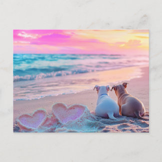 Postal Amor de Cachorro na Praia, Cartão de Corações