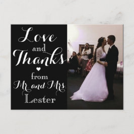 Postal Amor e obrigados do Sr. e da Sra. Casamento Cartão