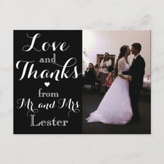 Postal Amor e obrigados do Sr. e da Sra. Casamento Cartão