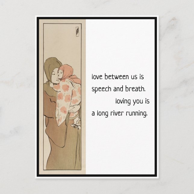 Postal Amor, Mãe Japonesa e Cartão de Posto Infantil Haik (Frente)