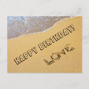 Postal Amor no Cartão de Aniversário de praia