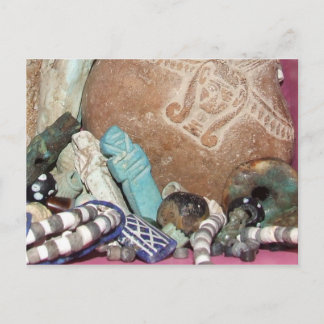 Postal Amuletos e cartão egípcios antigos da miçanga