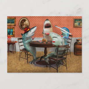 Postal Animais - Peixes - Tubarões De Cartão