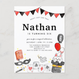 Postal Aniversário do Mágico Show de Mágicas com Cartão d