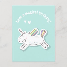 Postal Aniversário Mágico - Cartão de Unicórnio para Cria