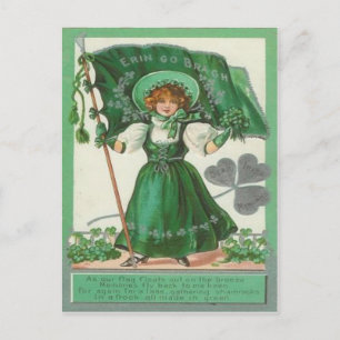 Postal Antigo cartão do Dia de São Patrício Erin Go Bragh