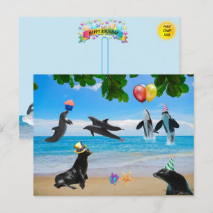 Postal Apenas um Cartão de Aniversário de Vida Marinha Mu