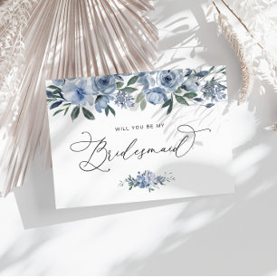 Postal aquarela azul floral você será o cartão da dama de