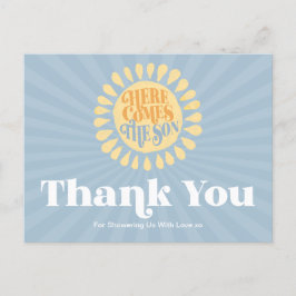 Postal Aqui Vem o Filho Cartão de agradecimento para Chá 