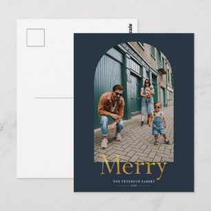 Postal Arco Alegre Dourado Quadro Foto Cartão de Natal