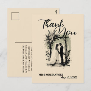 Postal Arco de Casamento Boho Cartão de Agradecimento com