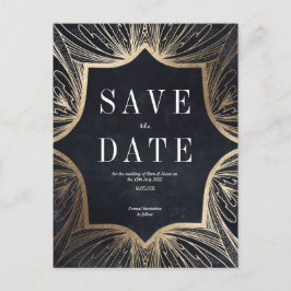 Postal Art Nouveau faux gold Wedding Salvar o Cartão de D