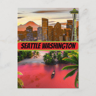 Postal Arte de cartão-postal de viagem de Seattle, cartão
