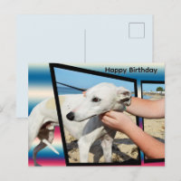 Arte Dimensional de Whippet Branco, Cartão de Aniv