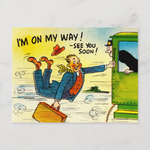 Postal Arte do cartão das viagens vintage - "veja-o logo