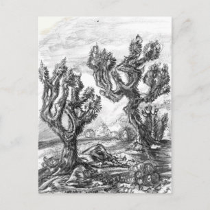 Postal Árvores de Joshua surreais no cartão de arte do de