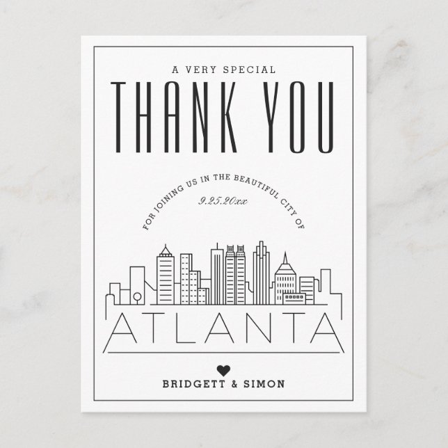 Postal Atlanta Wedding | Obrigados para o próximo! Cartão (Frente)