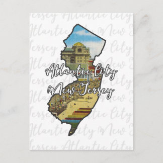 Postal Atlantic City, Vintage de Nova Jersey, cartão post