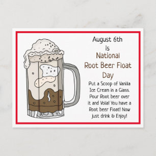 Postal August 6 é Root Beer Float Day   Cartão de Receita