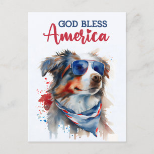 Postal Australian Shepherd, Deus Abençoe a América Cartão