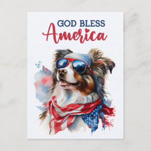 Postal Australian Shepherd, Deus Abençoe a América Cartão