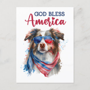Postal Australian Shepherd, Deus Abençoe a América Cartão