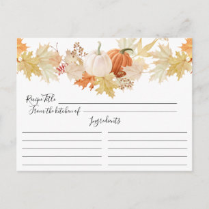 Postal Autumn Deixa Pumpkins Cartão de Receita Floral