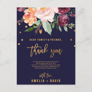 Postal Autumn Floral Obrigado Cartão de Recepção