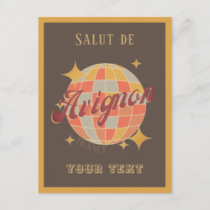 Postal Avignon France salut Retro Vintage Brown Cartão po