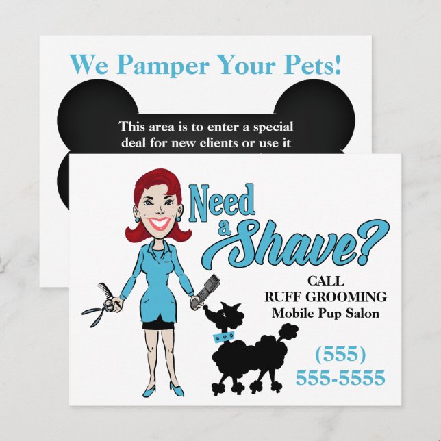 Postal Azul Turquesa Humorístico Precisa Barbear Cartão P (Frente/Verso)