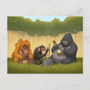 Postal Banda de jarro do cartão dos macacos