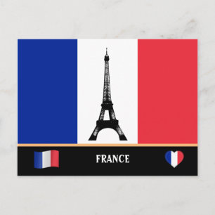 Postal Bandeira francesa e Torre Eiffel Paris / Cartão p