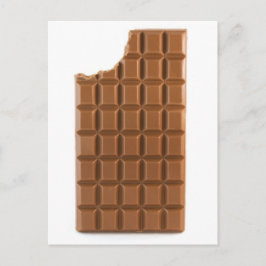 Postal Bar de chocolate com um cartão faltante da mordida