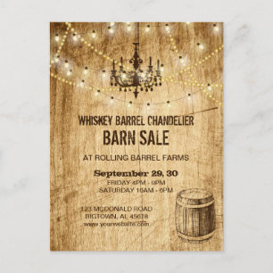 Postal Barn Sale cartão poste w chandelier, whiskey barre