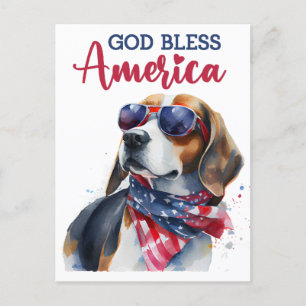 Postal Beagle Patriota, Deus Abençoe a América Cartão Pos