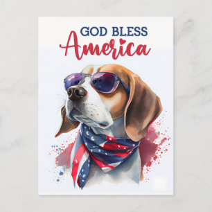 Postal Beagle Patriota, Deus Abençoe a América Cartão Pos